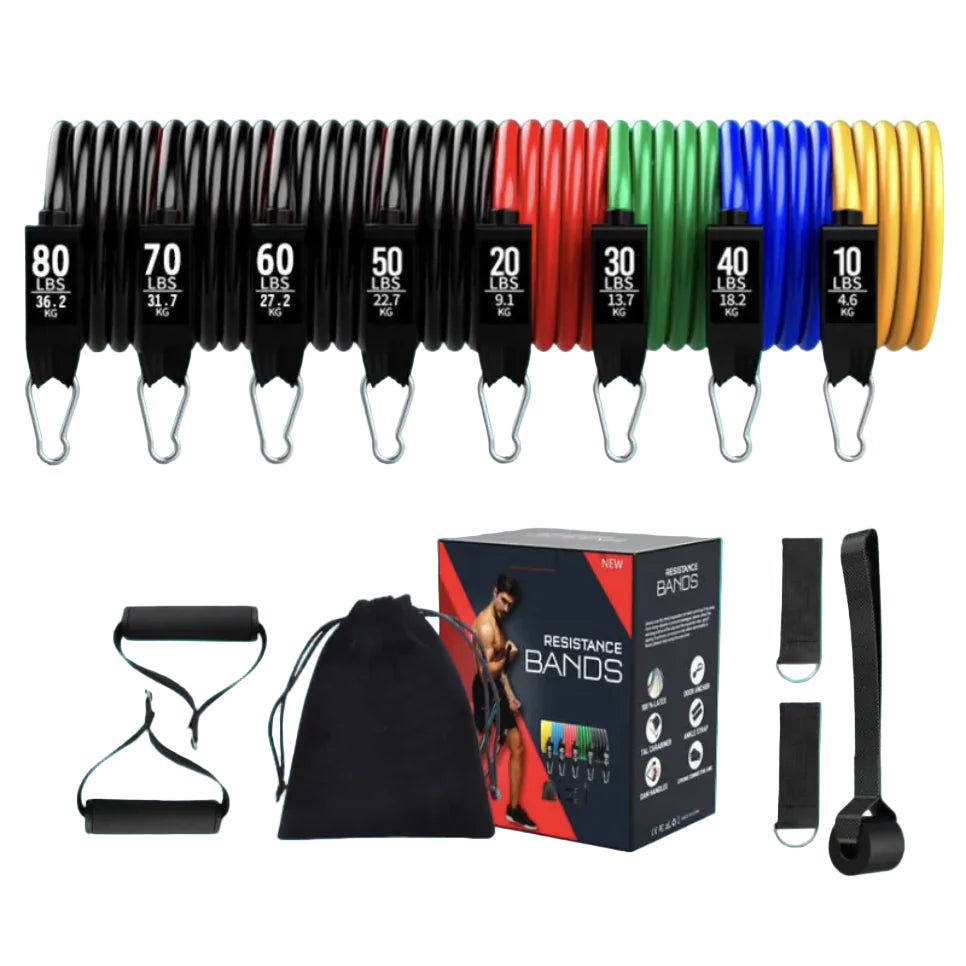 Resistance Bands Set – 11 Piece Latex Stretch Bands for Yoga, Pilates & Strength Training