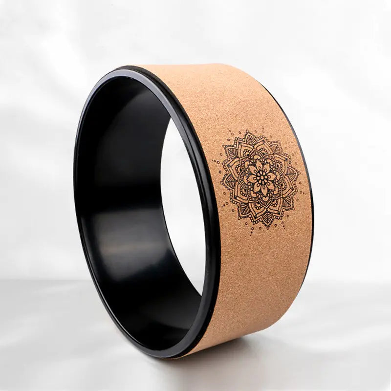 Cork Yoga Wheel with Mandala Design – Balance & Flexibility Support