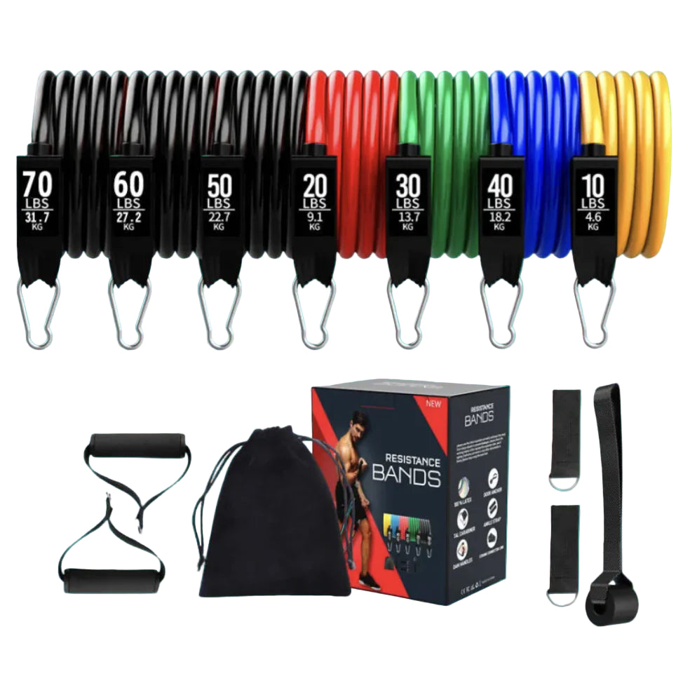 Resistance Bands Set – 11 Piece Latex Stretch Bands for Yoga, Pilates & Strength Training