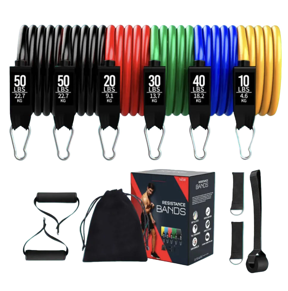 Resistance Bands Set – 11 Piece Latex Stretch Bands for Yoga, Pilates & Strength Training