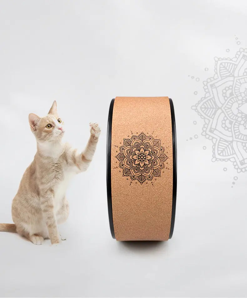 Cork Yoga Wheel with Mandala Design – Balance & Flexibility Support