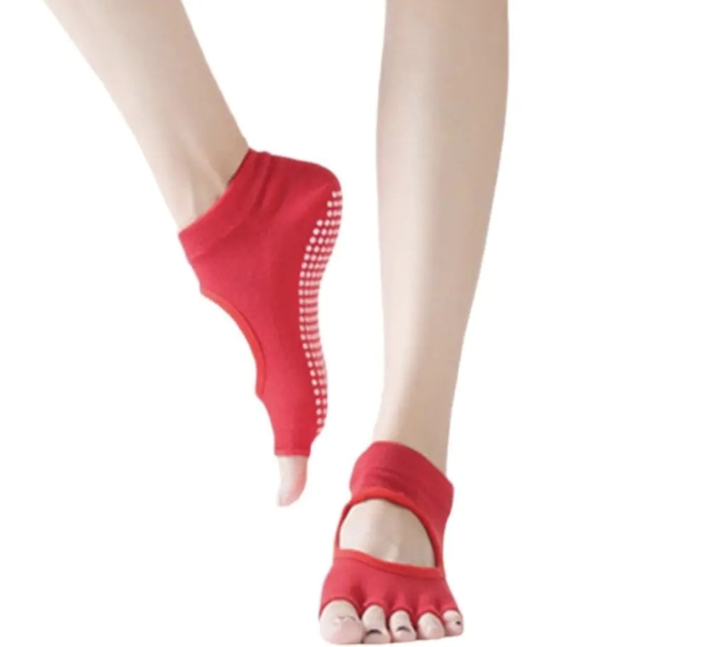 Low Cut Grip Control Five-Finger Yoga Socks – Non-Slip Comfort for Women