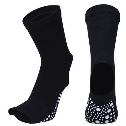 Mid Crew Stylish Non-Slip Yoga Socks for Women – Open Heel Split-Toe Design