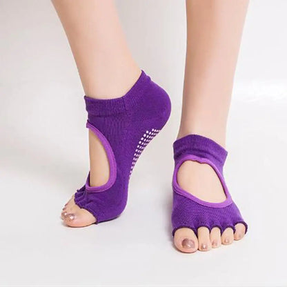 Low Cut Grip Control Five-Finger Yoga Socks – Non-Slip Comfort for Women
