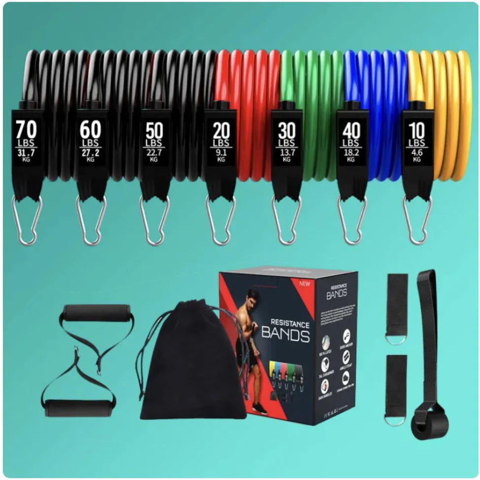 Resistance Bands Set – 11 Piece Latex Stretch Bands for Yoga, Pilates & Strength Training
