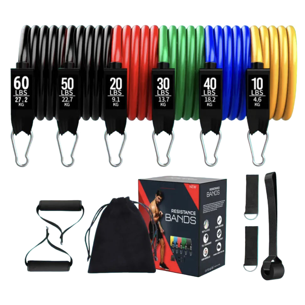 Resistance Bands Set – 11 Piece Latex Stretch Bands for Yoga, Pilates & Strength Training