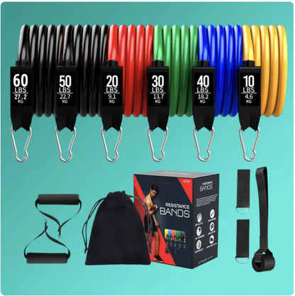 Resistance Bands Set – 11 Piece Latex Stretch Bands for Yoga, Pilates & Strength Training