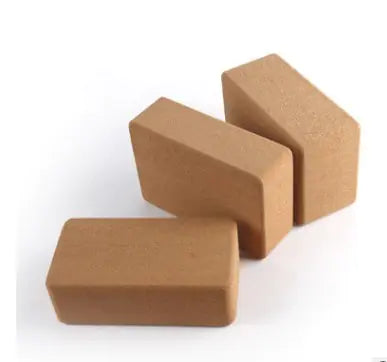 natural cork yoga brick with rounded edges